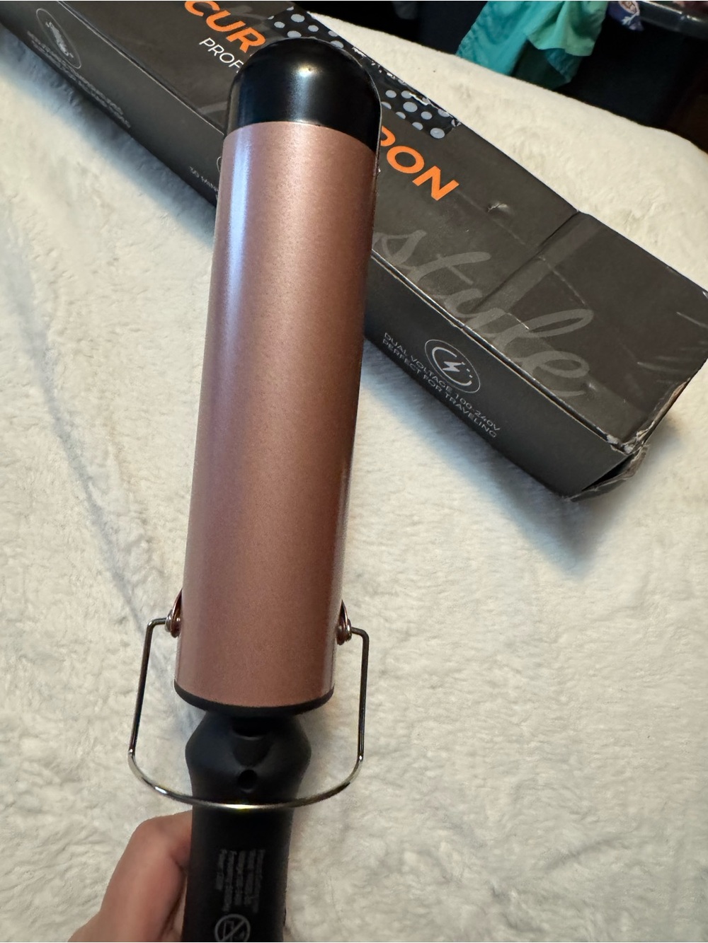 Rose Gold Curling Iron with Black Accents